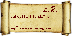 Lukovits Richárd névjegykártya
